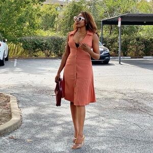 Elegant Orange Sleeveless Dress